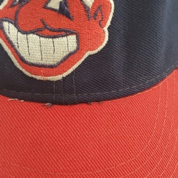 Kids Vintage 90s New Era Diamond Cleveland Baseball Cap Hat Sz 7 - Picture 3 of 16